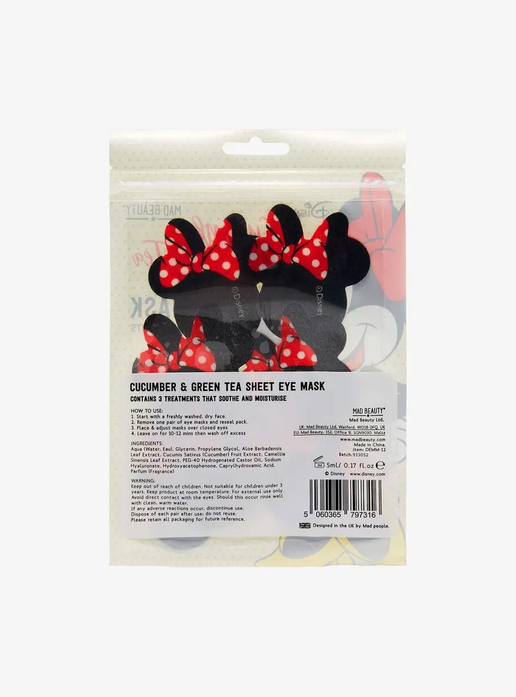 Mad Beauty Disney Minnie Mouse Cucumber & Green Tea Sheet Eye Mask 3 Pack