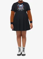 Coraline Stripe Mock Neck Twofer Dress Plus