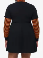 Coraline Stripe Mock Neck Twofer Dress Plus