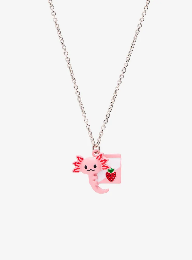 Sweet Society Axolotl Strawberry Milk Necklace