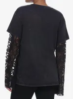 Cosmic Aura Tarot Lace Bell Sleeve Girls Twofer T-Shirt