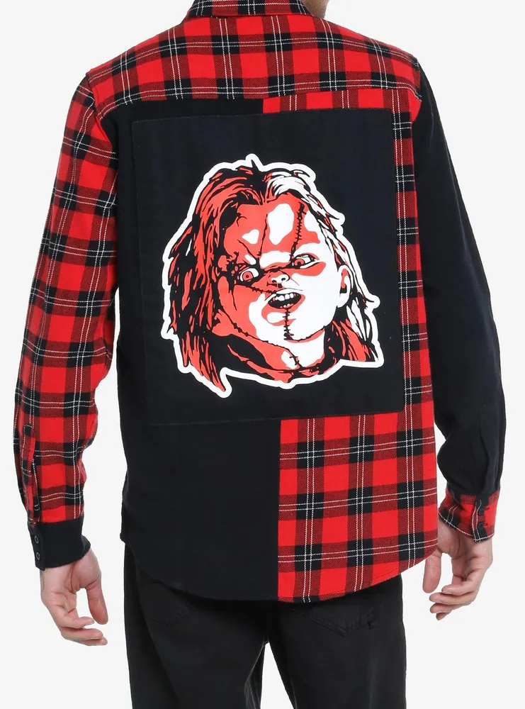Child's Play Chucky Plaid Split Woven Button-Up