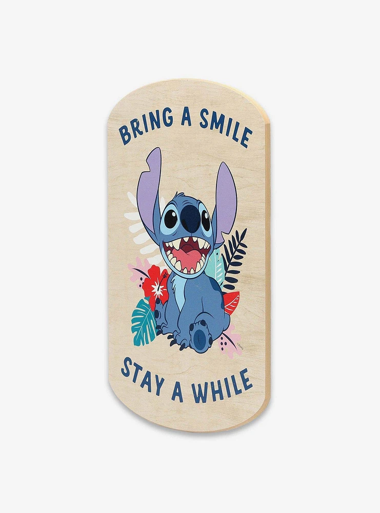 Disney Lilo & Stitch Bring A Smile Stay A While Wood Wall Decor