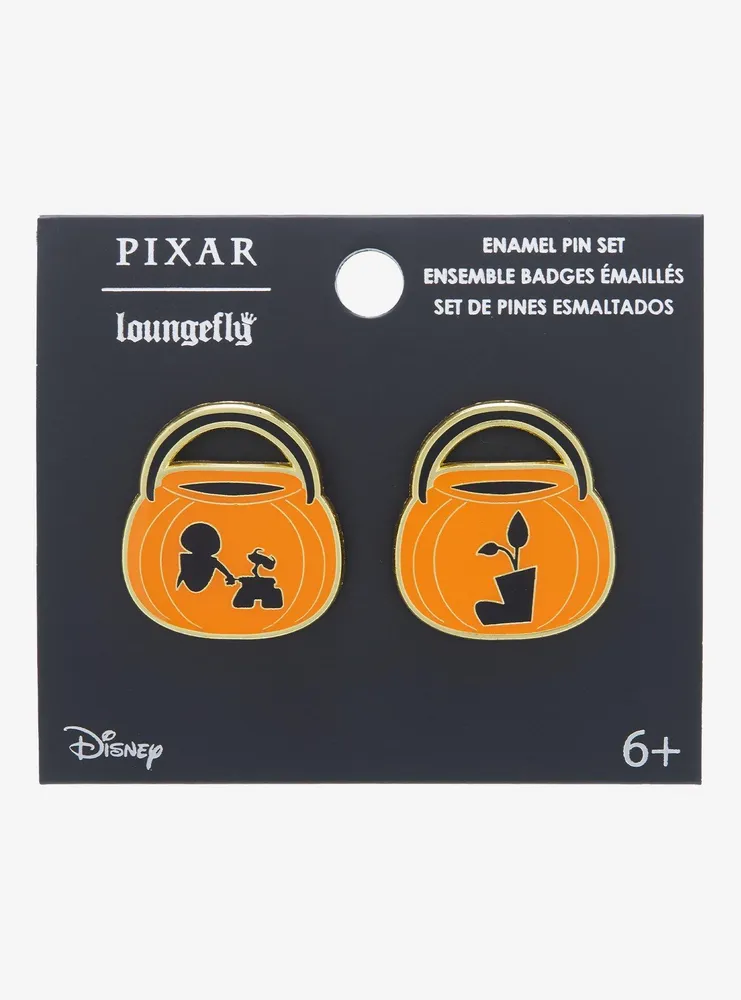 Loungefly Disney Pixar WALL-E Jack-o-Lantern Buckets EVE & WALL-E Enamel Pin Set - BoxLunch Exclusive