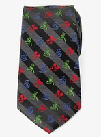 Disney Mickey Mouse And Friends Multi Black Stripe Men's Tie