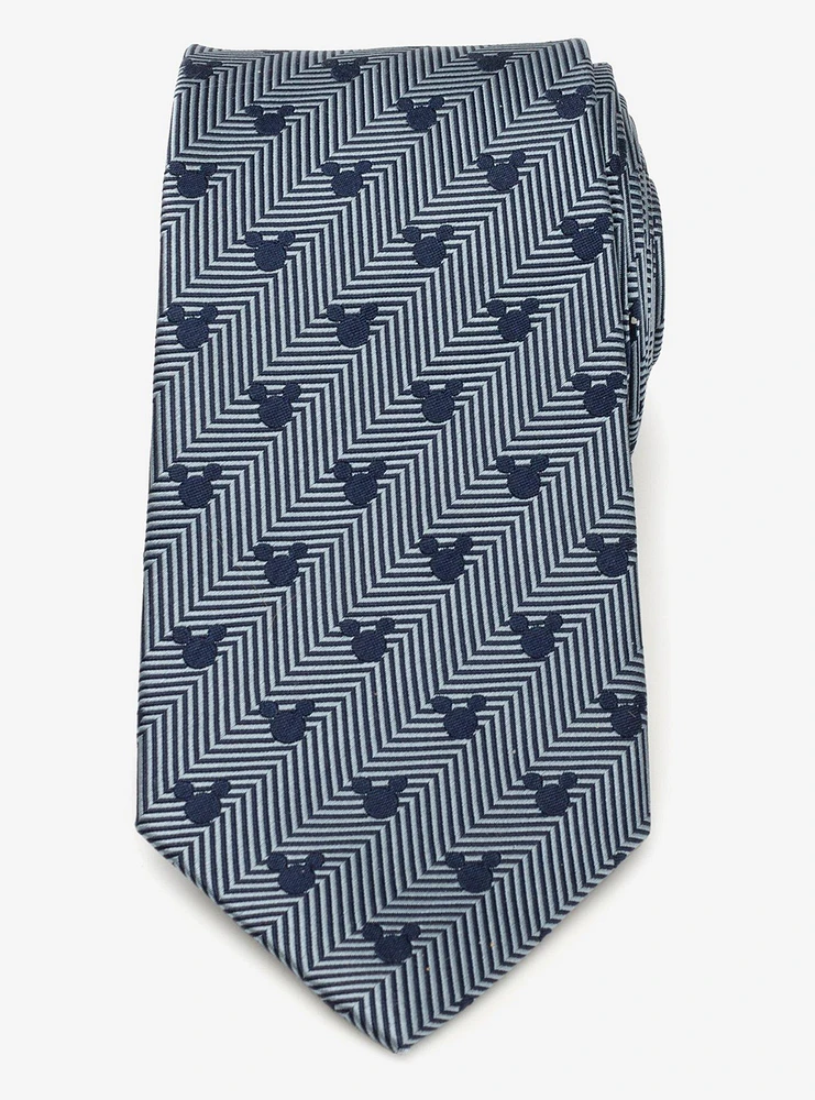 Disney Mickey Mouse Silhouette Blue Herringbone Men's Tie