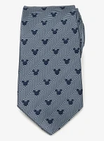 Disney Mickey Mouse Silhouette Blue Herringbone Men's Tie