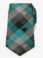 Disney Mickey Mouse Silhouette Teal Plaid Men's Tie