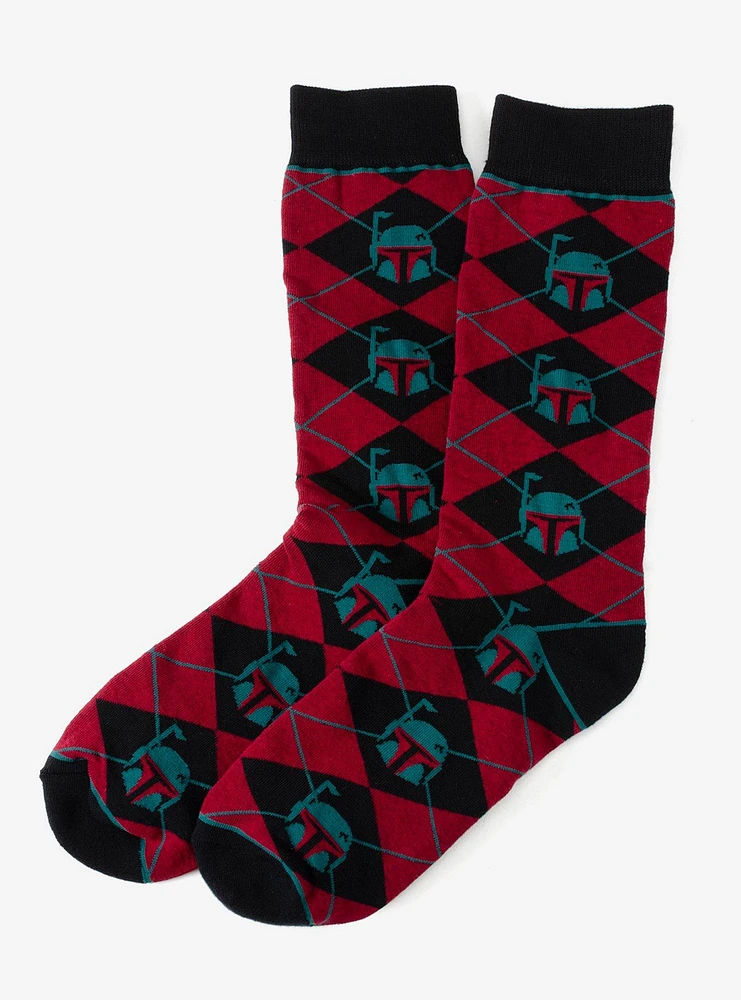 Star Wars Boba Fett Maroon Argyle Men's Socks