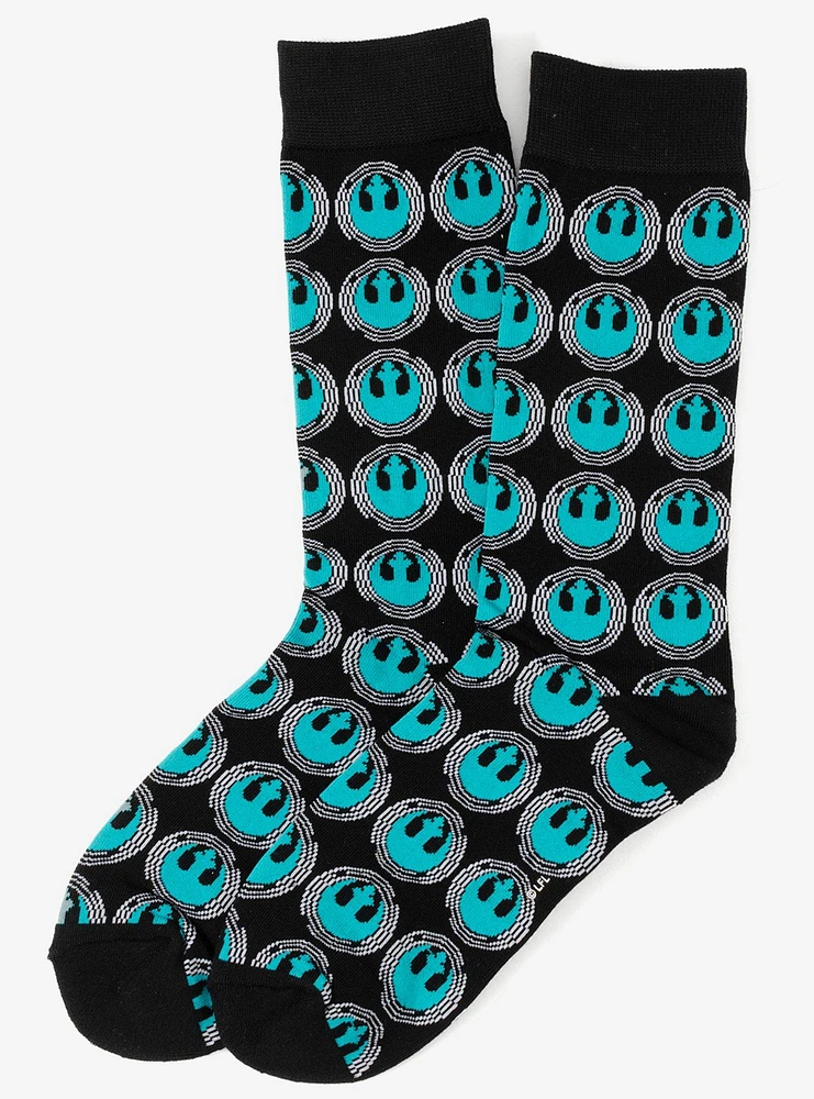 Star Wars Rebel Teal Patterned Black Men's Socks