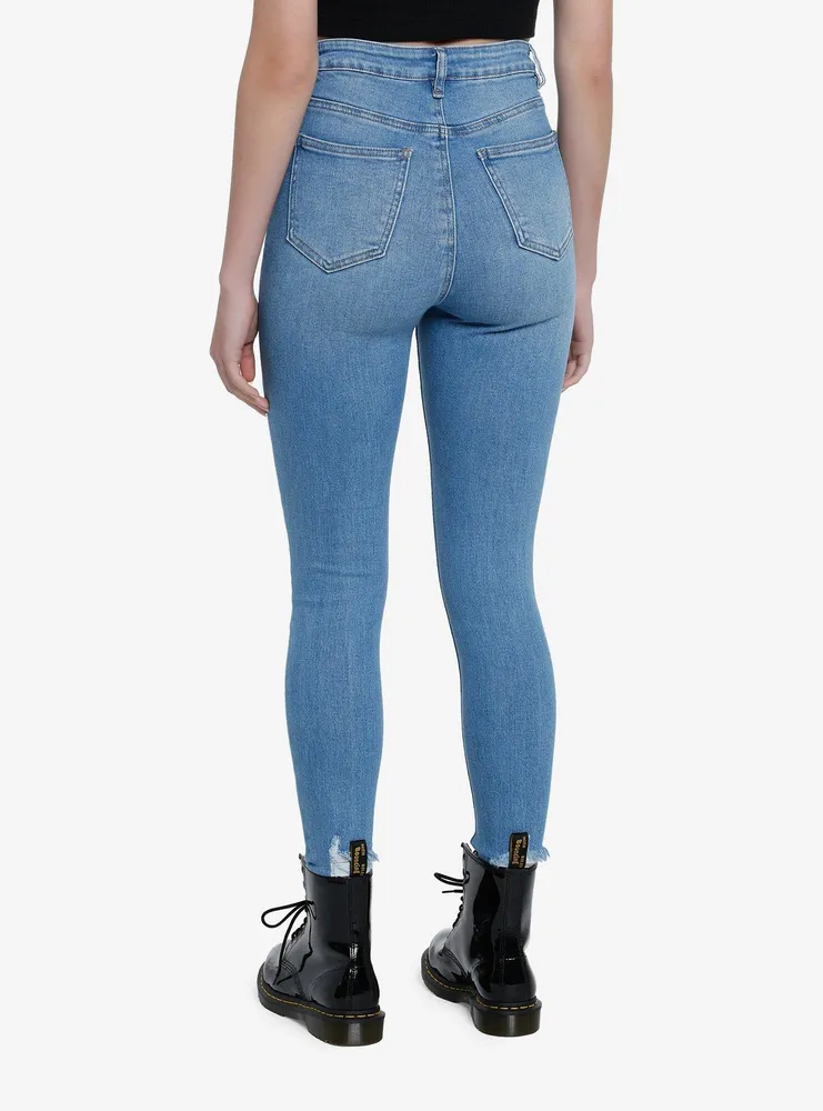 Blue Destructed Denim Skinny Jeans