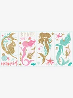 Mermaid Peel And Stick Wall Decals With Gltter