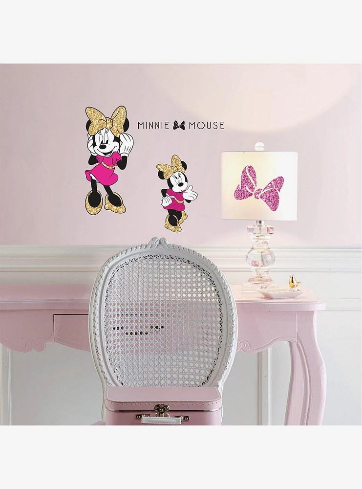 Disney Minnie Mouse Peel And Stick Wall Decals With Glitter