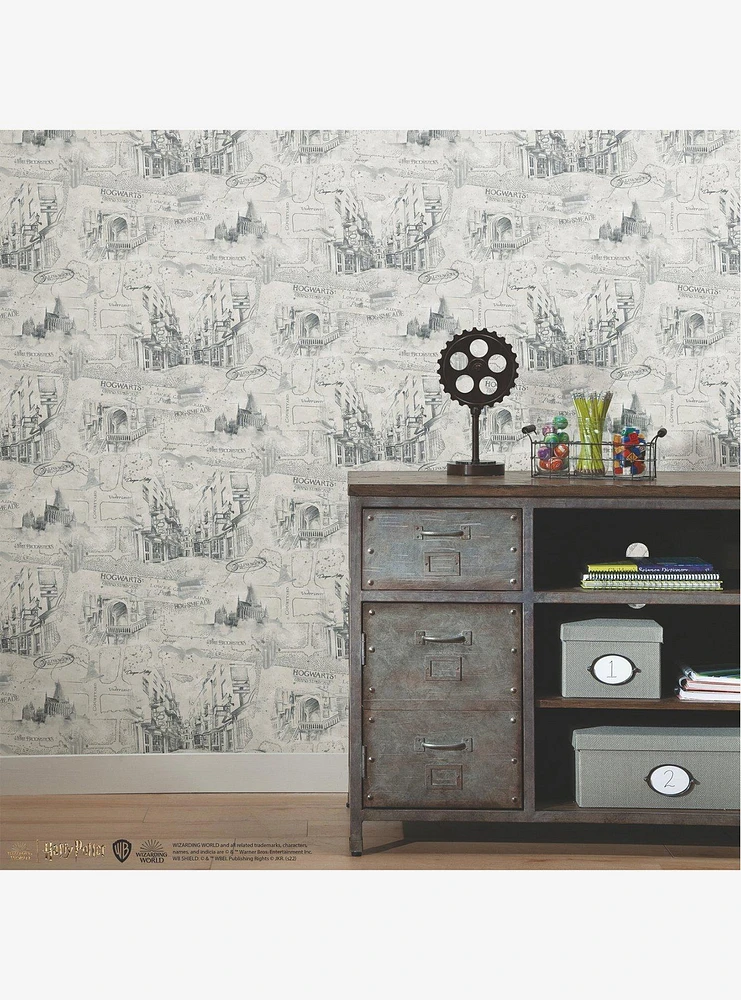 Harry Potter Taupe Map Peel & Stick Wallpaper