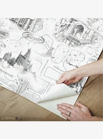 Harry Potter White Map Peel & Stick Wallpaper