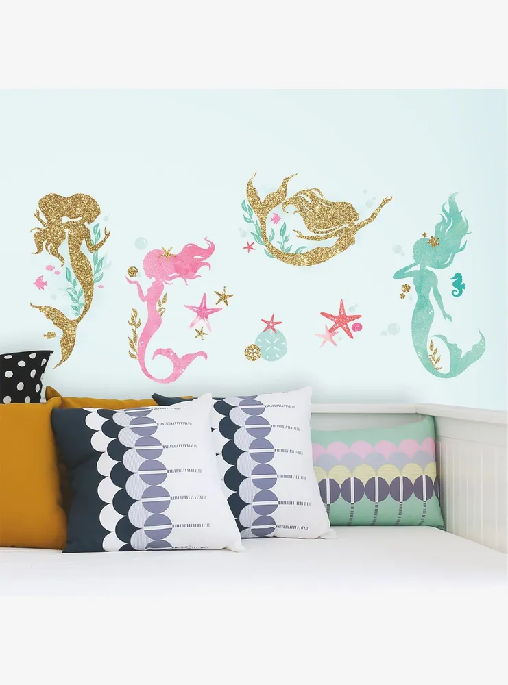 Mermaid Peel And Stick Wall Decals With Gltter
