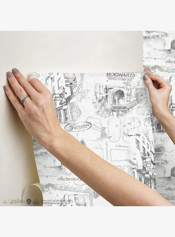 Harry Potter White Map Peel & Stick Wallpaper