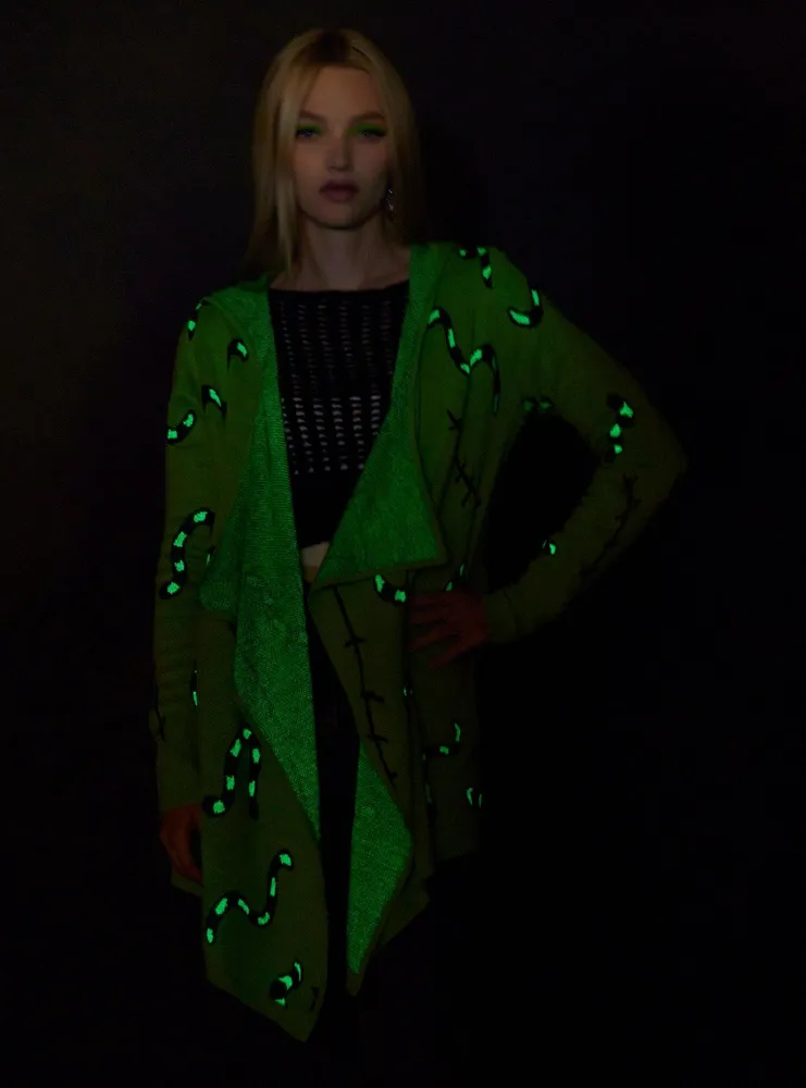 Her Universe The Nightmare Before Christmas Oogie Boogie Glow-In-The-Dark Girls Drape Cardigan