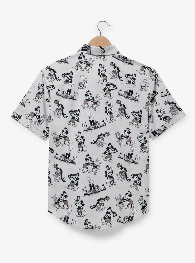 RSVLTS Disney Mickey Mouse Steamboat Willie Allover Print Woven Button-Up Top - BoxLunch Exclusive