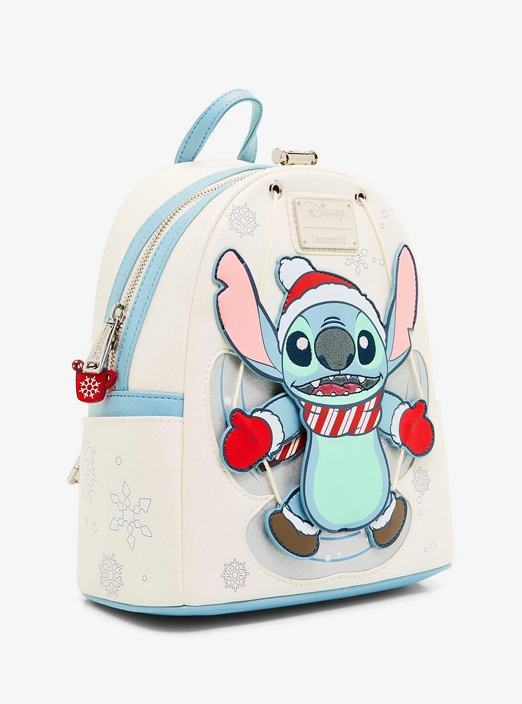 Loungefly Disney Lilo & Stitch Santa Stitch Snow Angel Swivel Mini Backpack