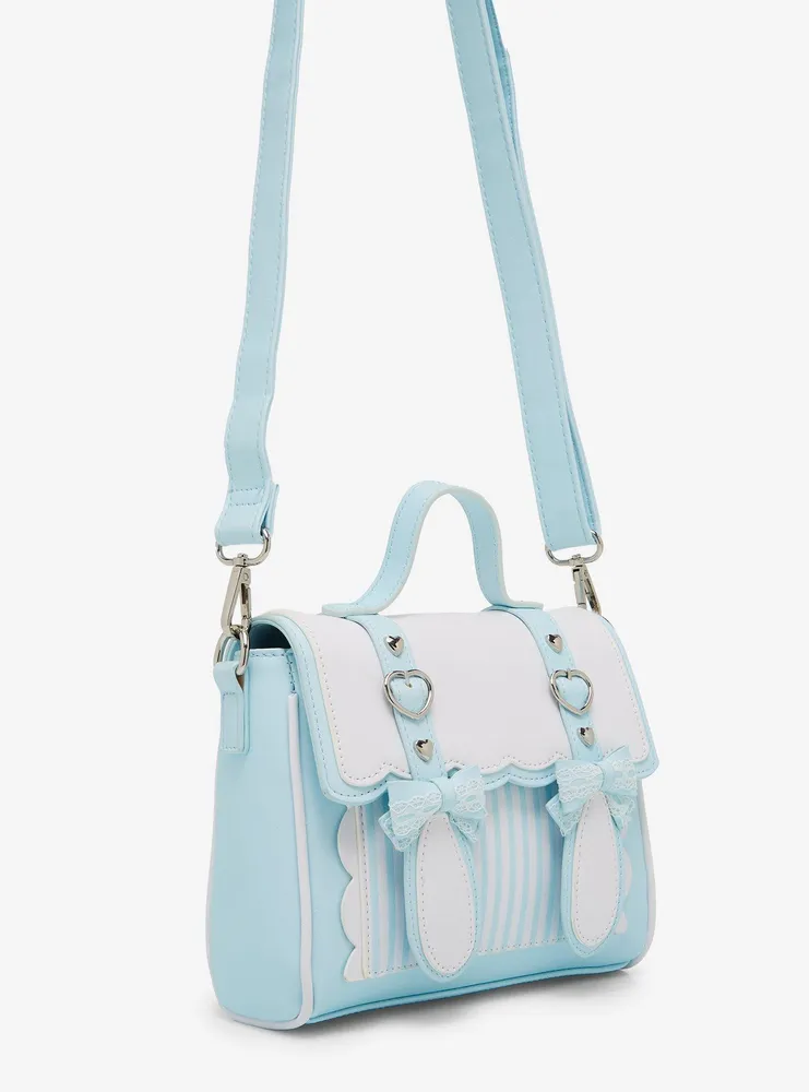 Blue & White Kawaii Stripe Crossbody Bag