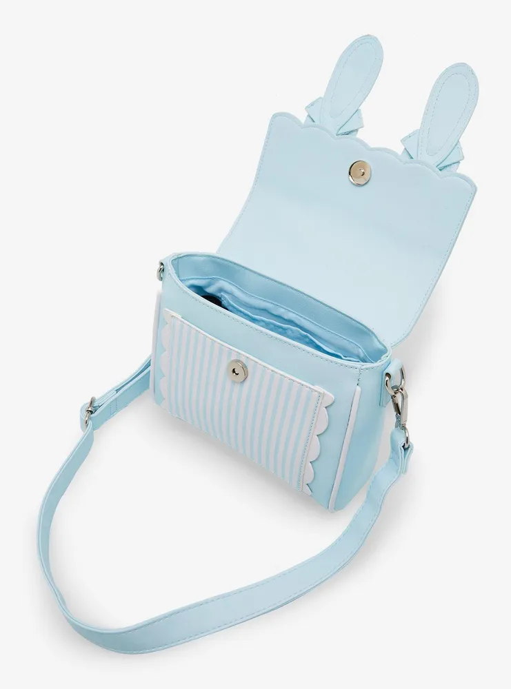 Sweet Society Blue & White Kawaii Stripe Crossbody Bag