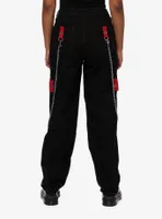 Social Collision Black & Red Grommet Strap Carpenter Pants