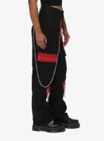 Social Collision Black & Red Grommet Strap Carpenter Pants