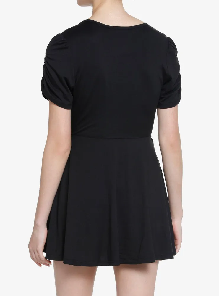 Black Wrap Flared Dress