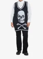 Social Collision Skull & Crossbones Girls Oversized Sweater Vest Plus