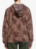 Thorn & Fable Butterfly Skull Brown Wash Girls Oversized Hoodie