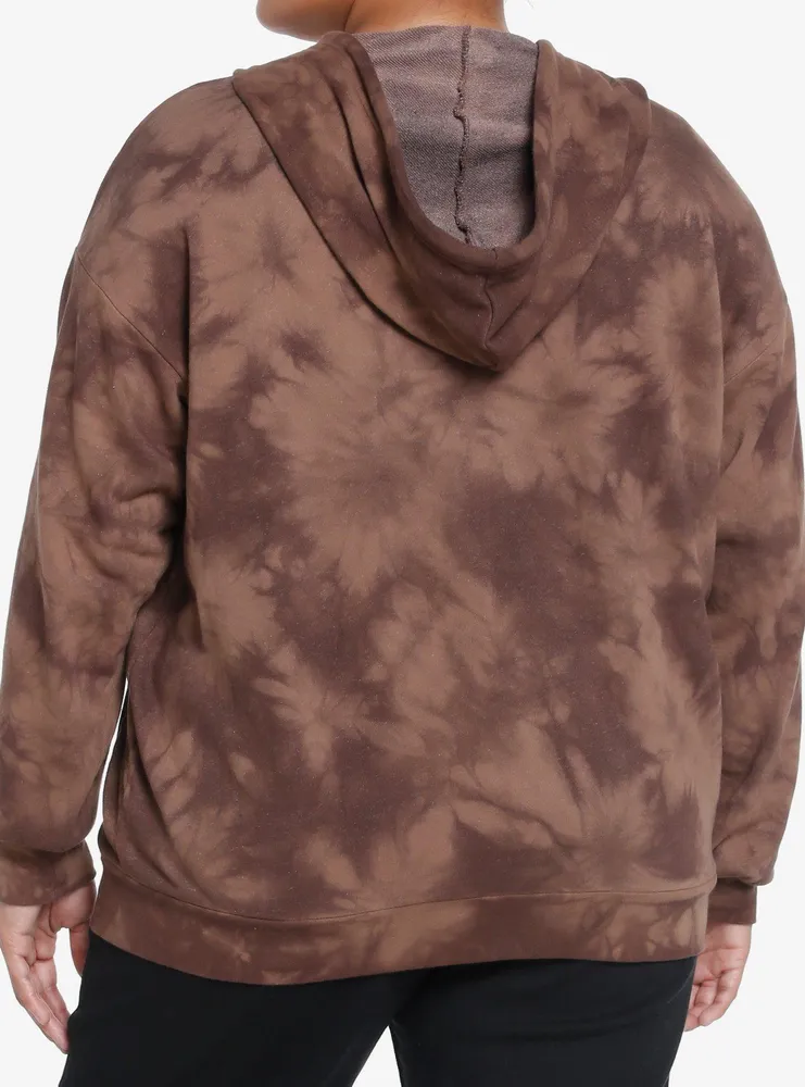 Thorn & Fable Butterfly Skull Brown Wash Girls Oversized Hoodie Plus