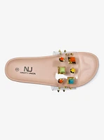 Lucite Multi Color Stone Slide Sandal