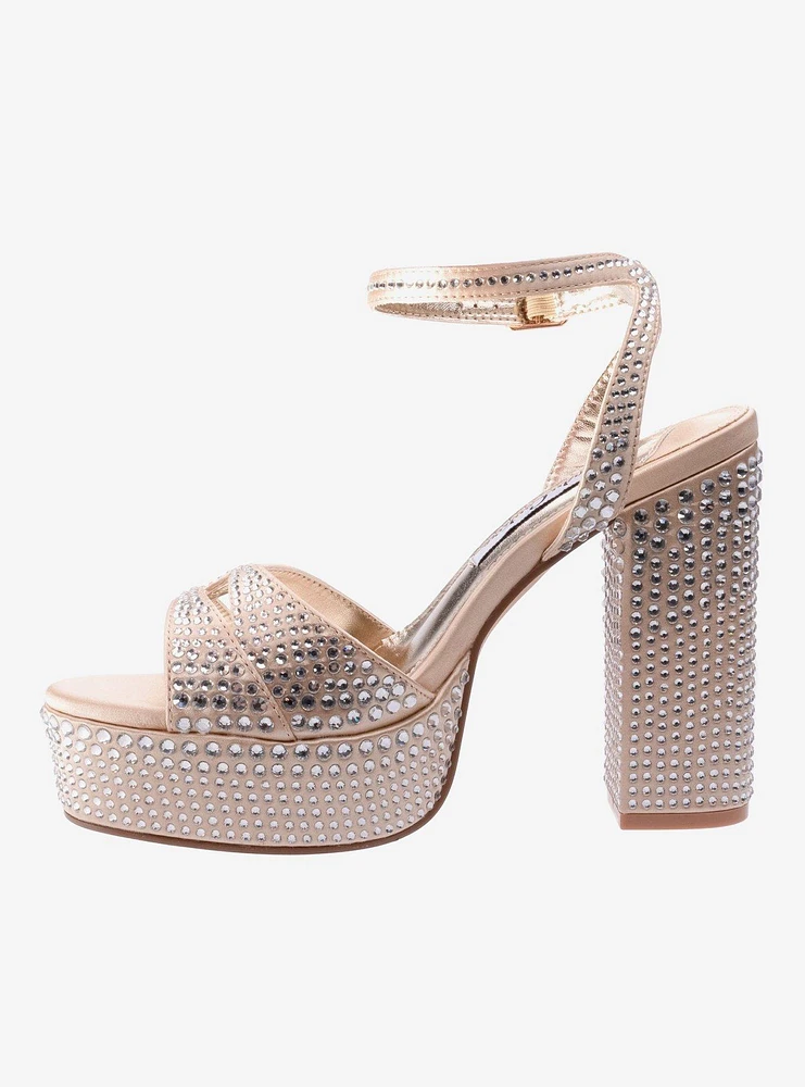 Rhinestone Beige Platform Sandal