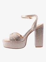 Rhinestone Beige Platform Sandal