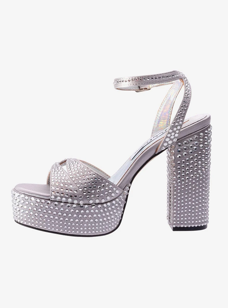 Rhinestone Silver Platform Sandal