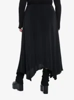 Cosmic Aura Black Hanky Hem Maxi Skirt Plus