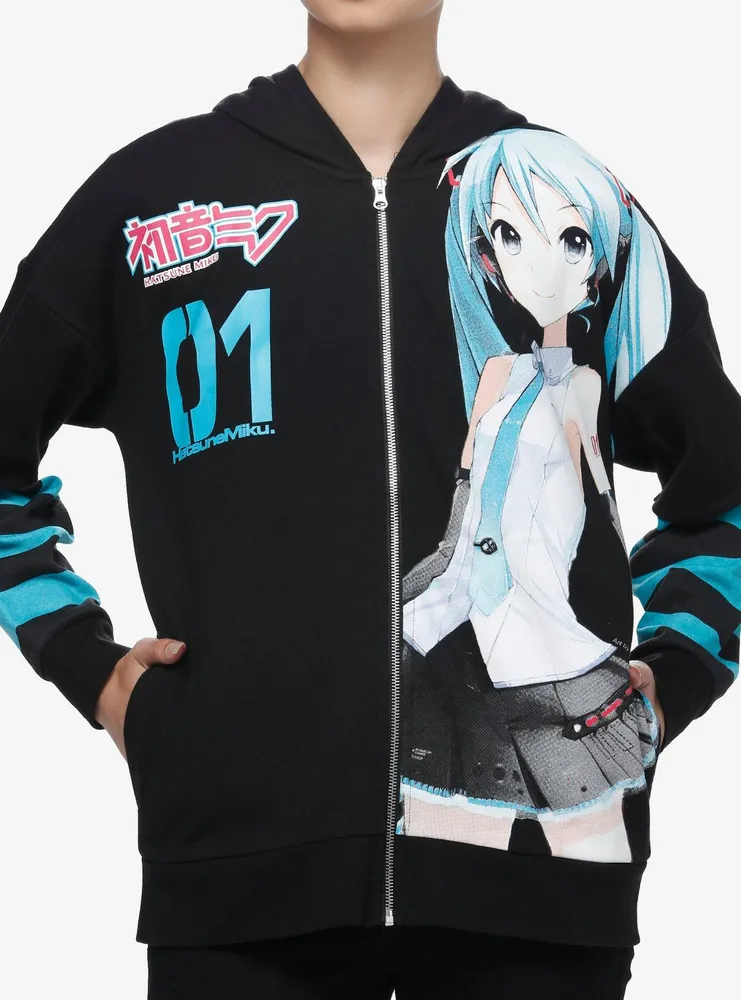 Hatsune Miku Jumbo Print Stripe Girls Hoodie