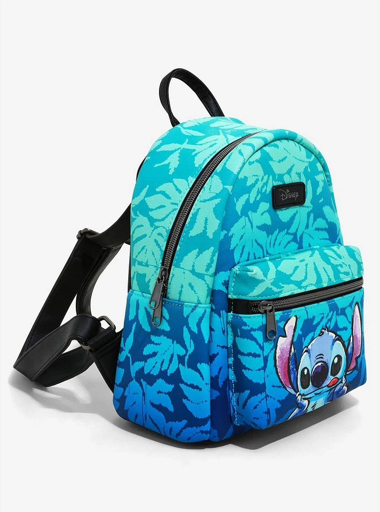 Disney Lilo & Stitch Blue Tropical Leaves Mini Backpack