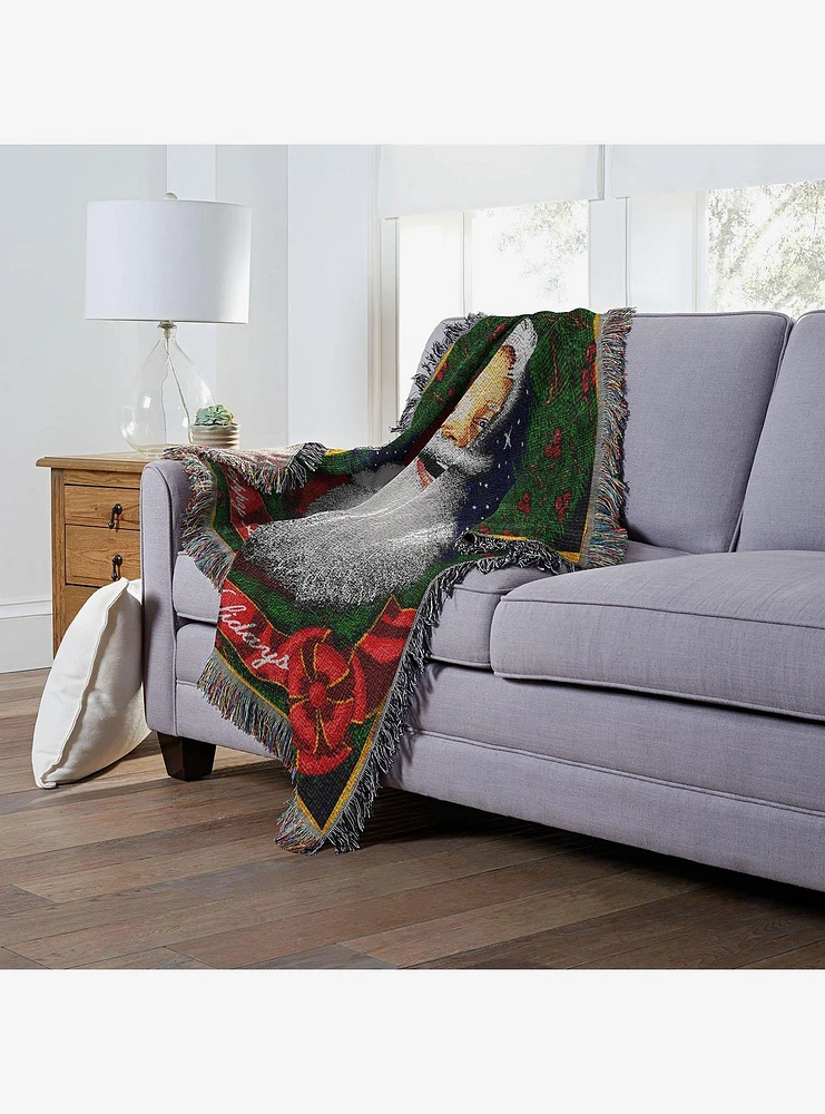 Howdy Santa Holiday Woven Tapestry Throw Blanket