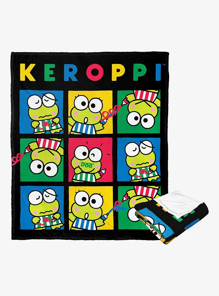 Keroppi Scribble Squares Silk Touch Throw Blanket