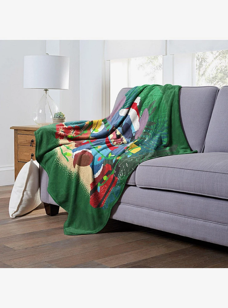 Disney Lilo & Stitch Hawaiian Holiday Throw Blanket