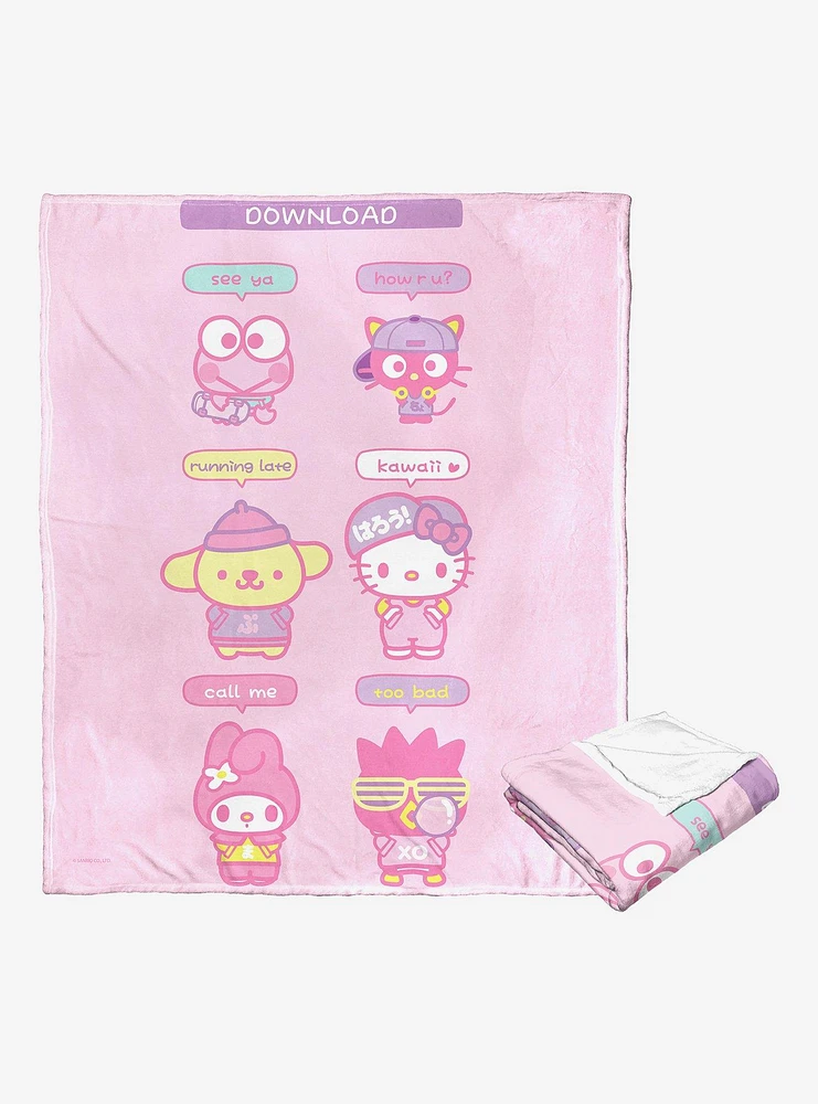 Sanrio Hello Kitty Texting Throw Blanket