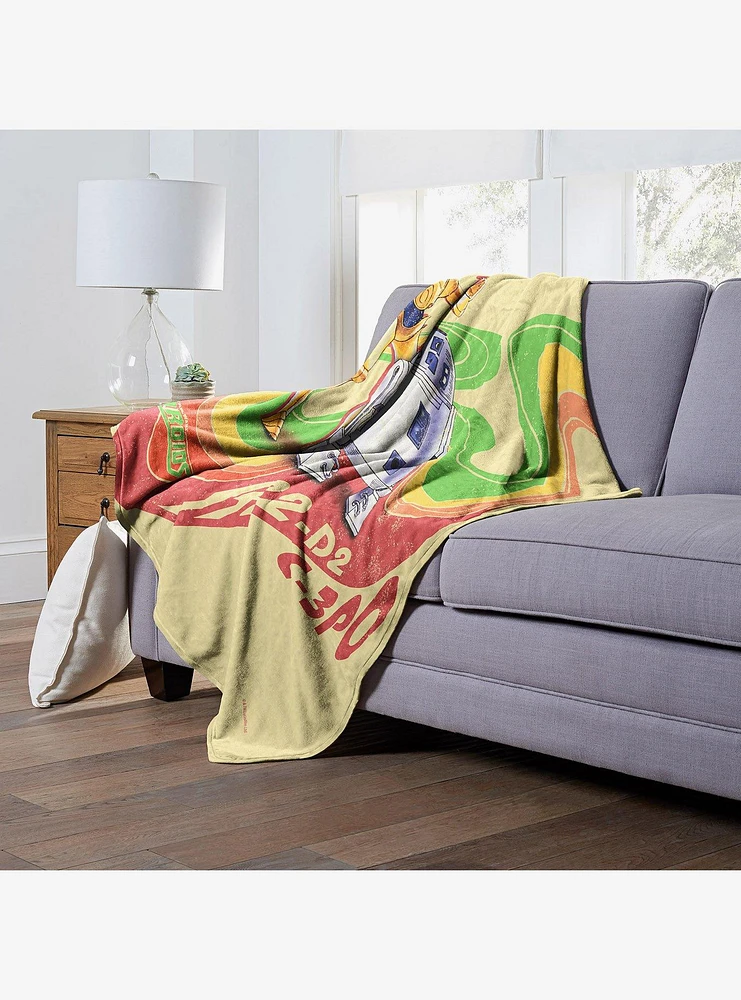 Star Wars Retro Rainbow Droids Throw Blanket