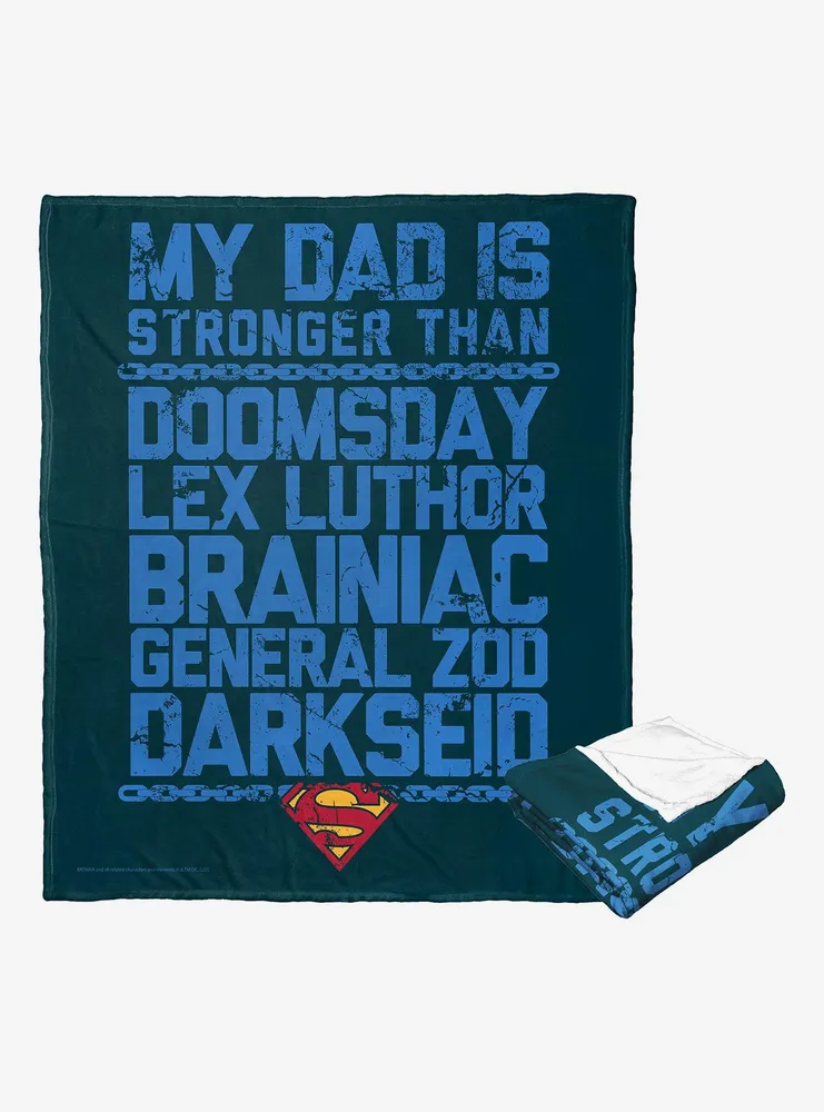 DC Comics Superman Strongest Dad Throw Blanket