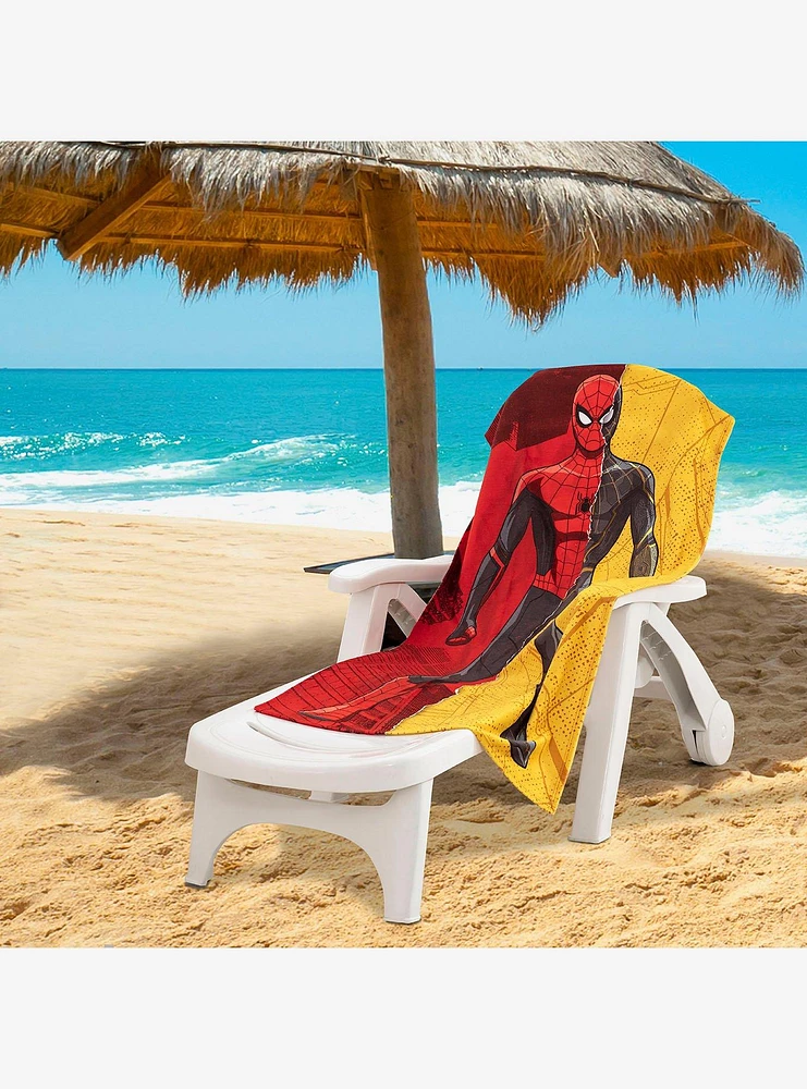 Marvel Spider-Man Red Gold Rip Beach Towel