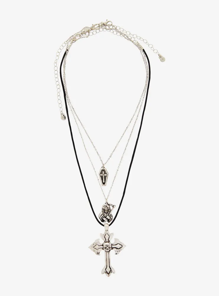 Social Collision Gothic Cross Grim Reaper Necklace Set