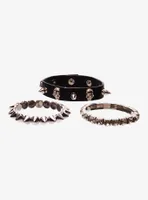 Skull Spike Stud Bling Bracelet Set