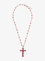 Red Gem Ornate Rosary Necklace