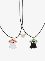 Mushroom Ghost Magnetic Heart Best Friend Cord Necklace Set